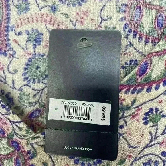 Lucky Brand NWTLavender Paisley Printed Tiered V Neck Peasant Top Blouse Sz S - Picture 5 of 8